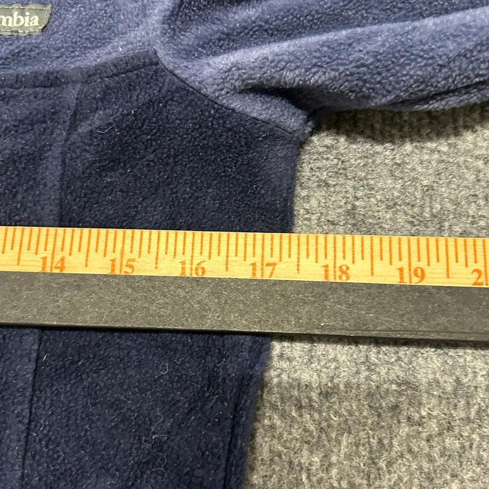 Columbia Fleece Pullover Womens Size S Navy Blue Grey Snap Neck Outdoor Hole